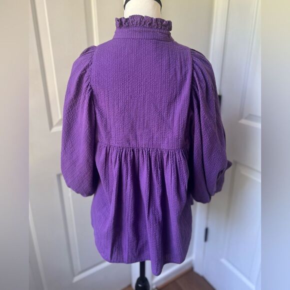 NEVER A WALLFLOWER Blouse Women's High Neck Top Purple size Small - Picture 3 of 5
